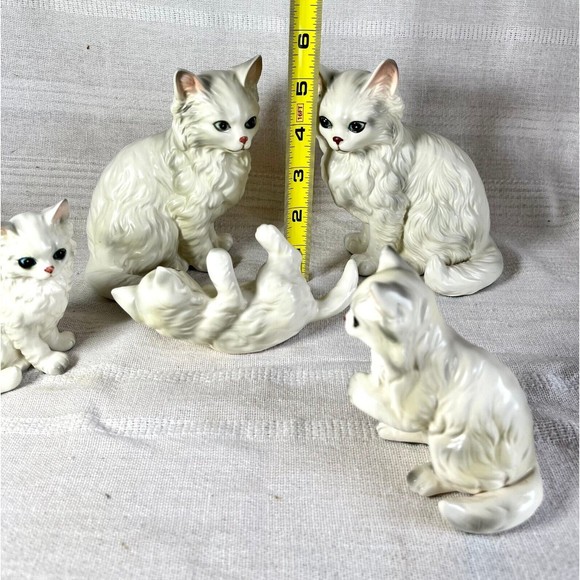 Rare Vintage LEFTON Japan Long Hair Cat Kittens Figures Figurines Family of 5 - Picture 4 of 5